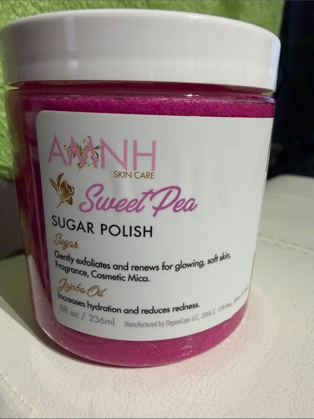 AMINNAH Sweet Pea Sugar Polish - Pink Exfoliating Body Scrub